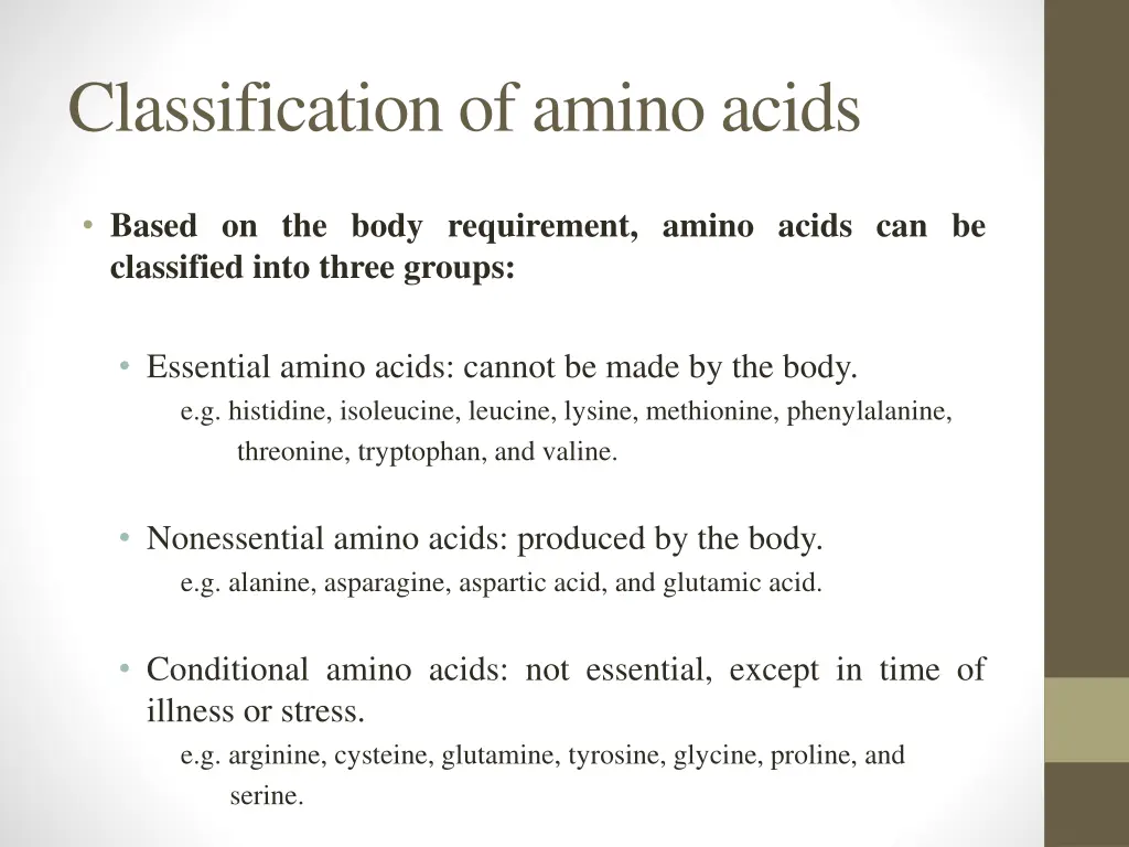 classification of amino acids