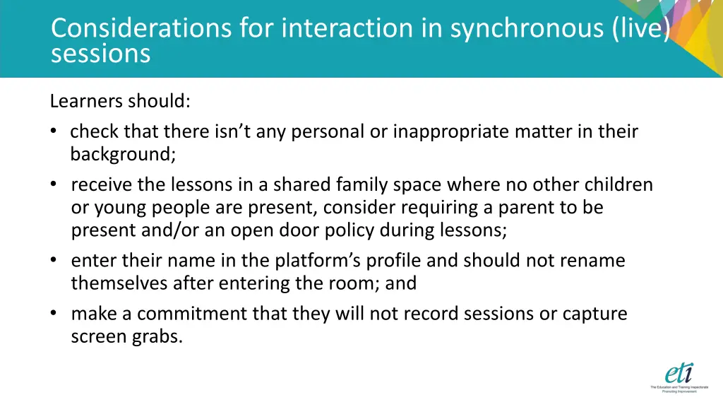 considerations for interaction in synchronous