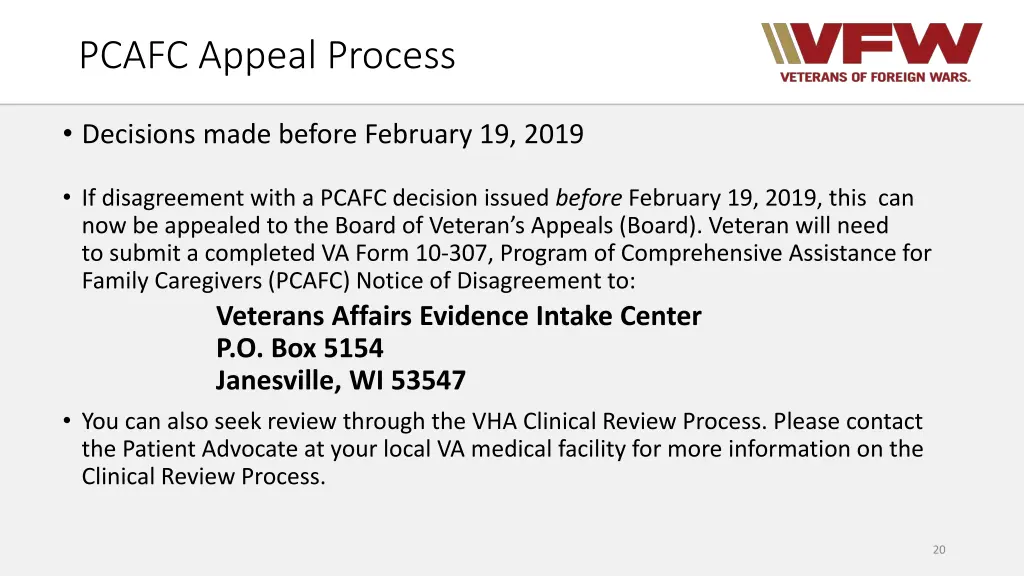 pcafc appeal process