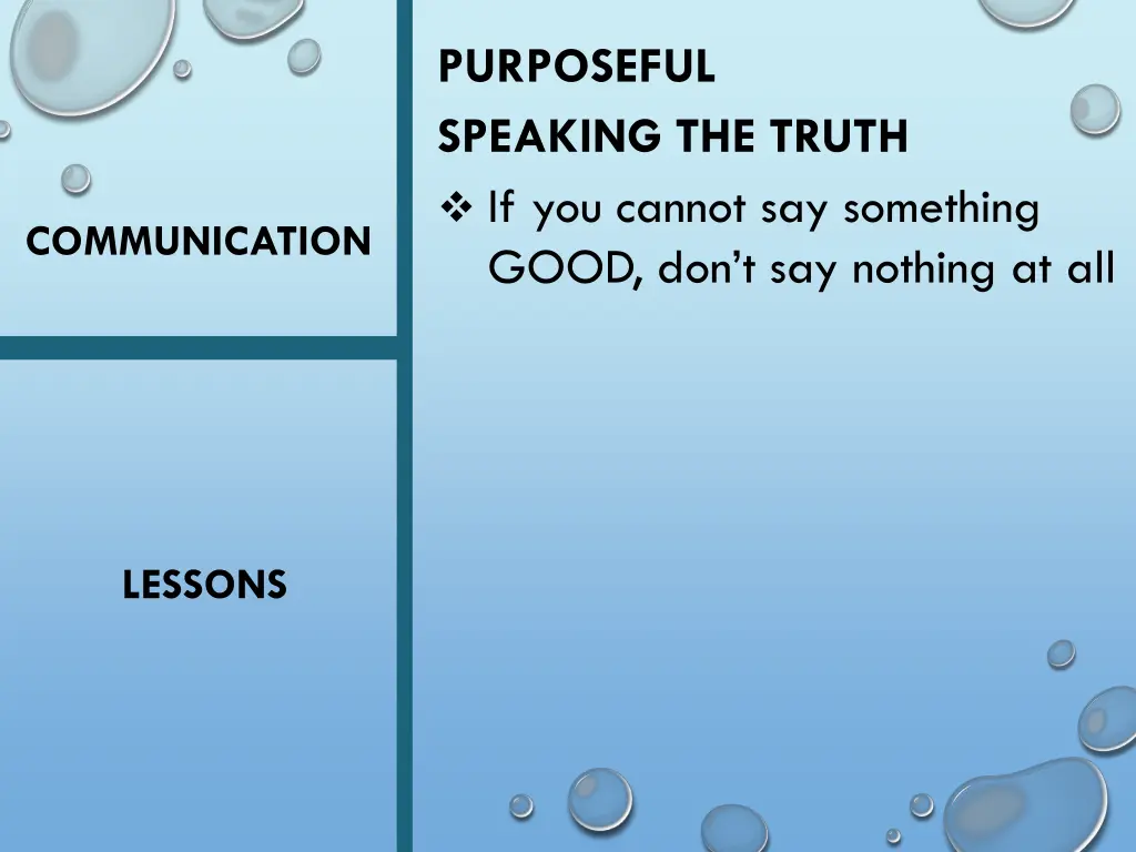 purposeful speaking the truth if you cannot