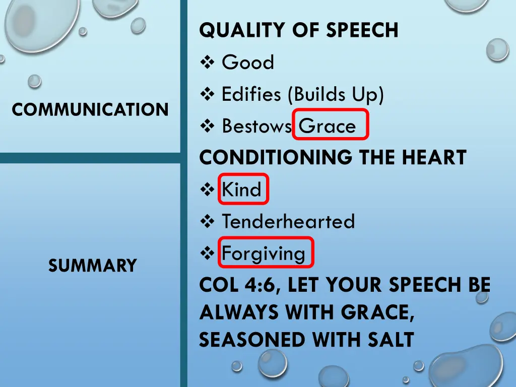 quality of speech good edifies builds up bestows