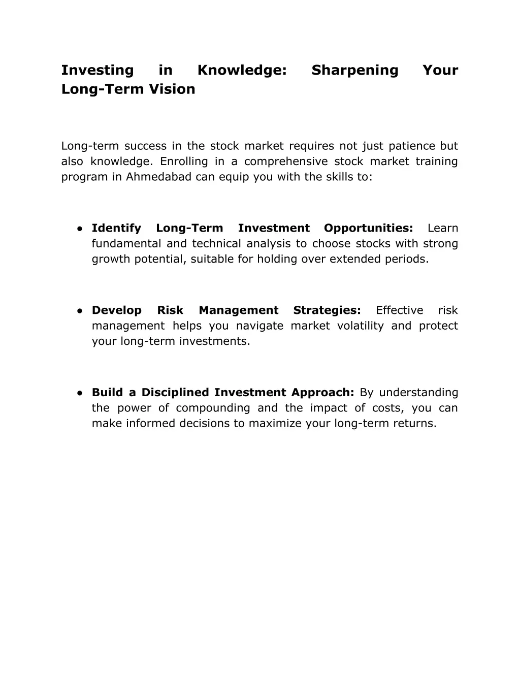 investing long term vision