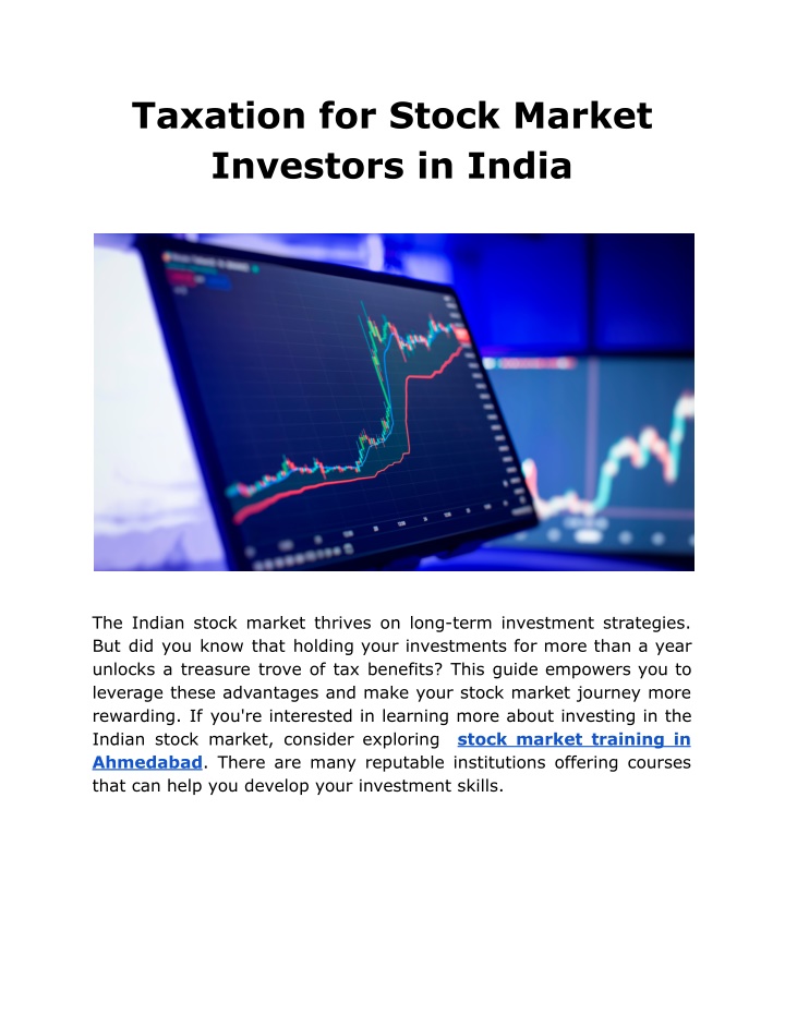 taxation for stock market investors in india