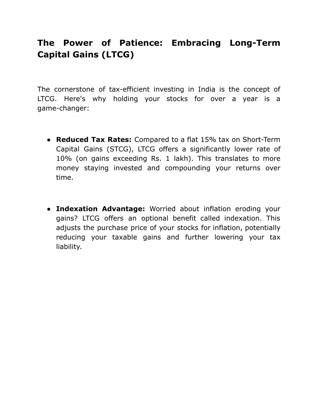 the capital gains ltcg