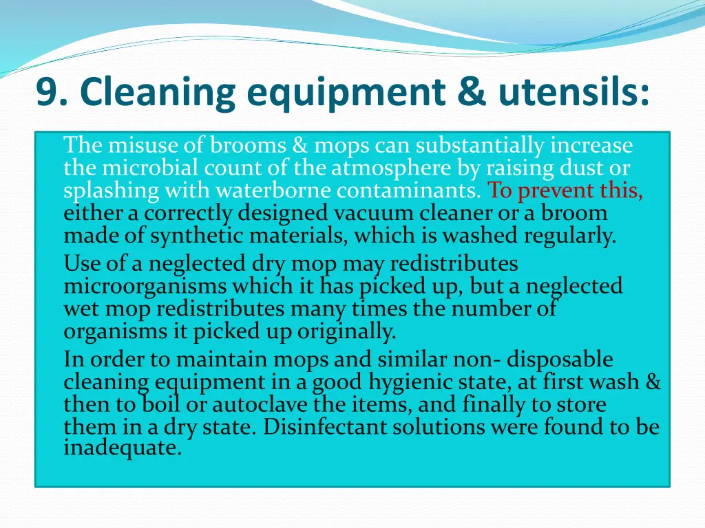 9 cleaning equipment utensils