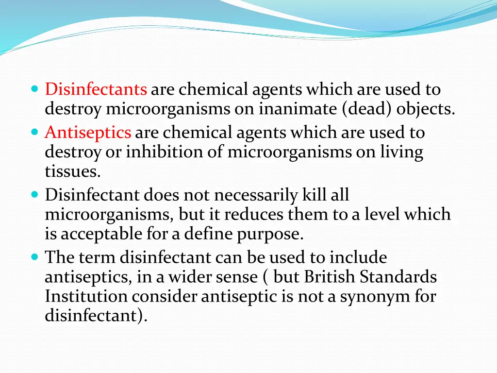 disinfectants are chemical agents which are used