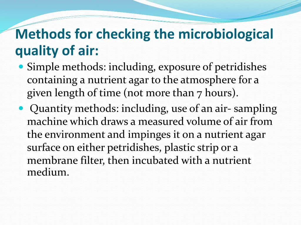 methods for checking the microbiological quality