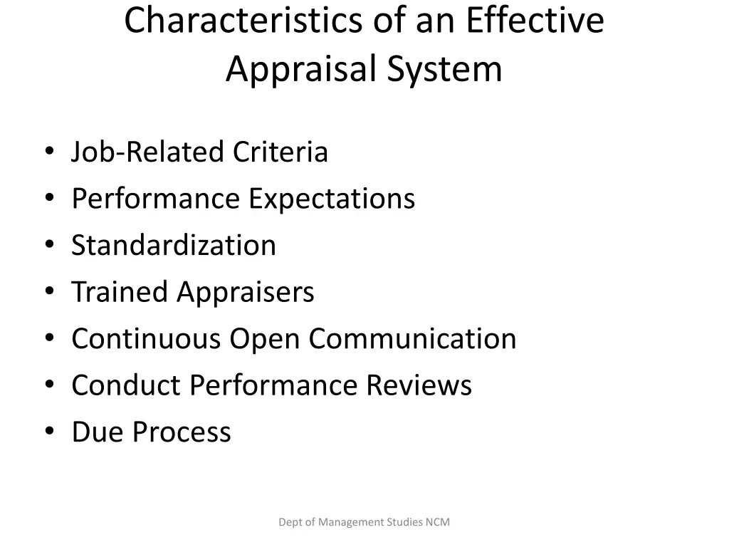 characteristics of an effective appraisal system