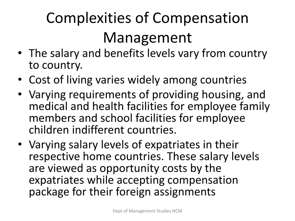 complexities of compensation management