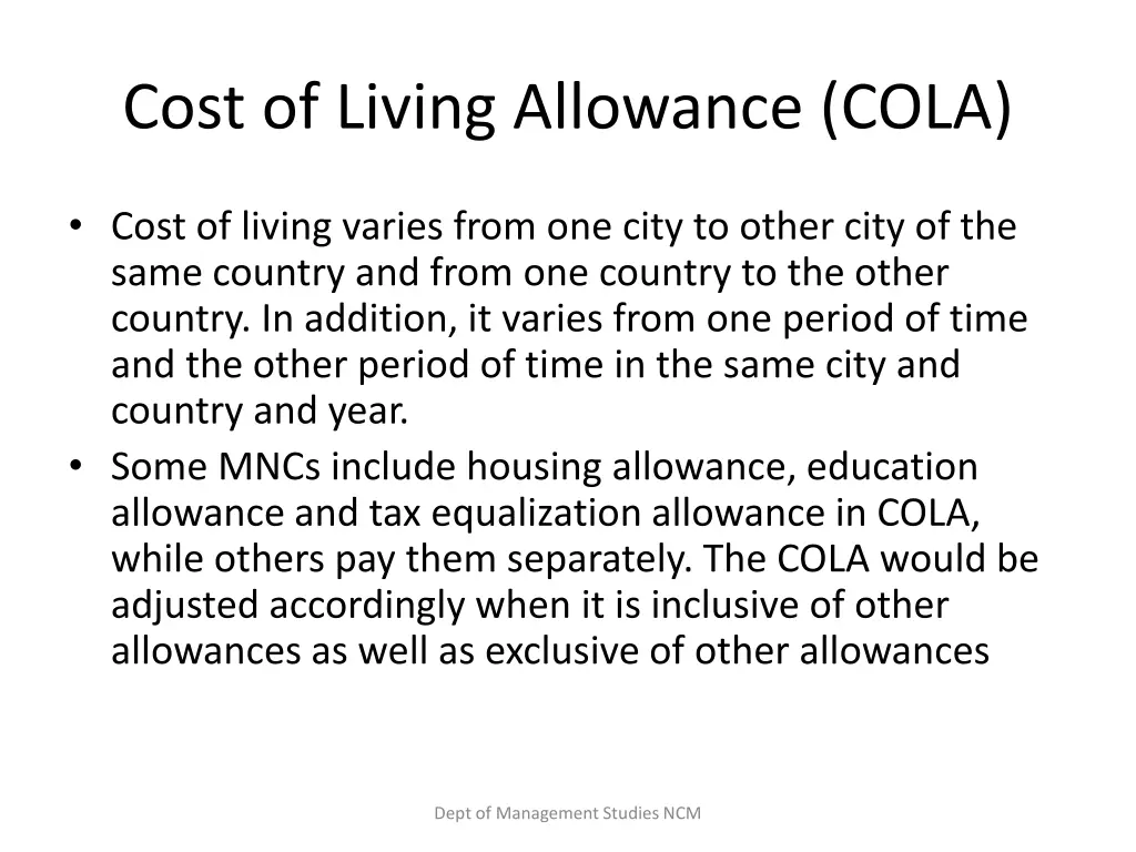 cost of living allowance cola