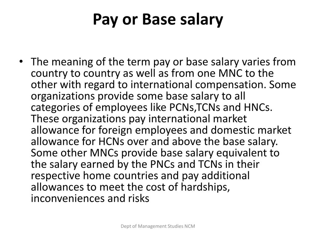 pay or base salary