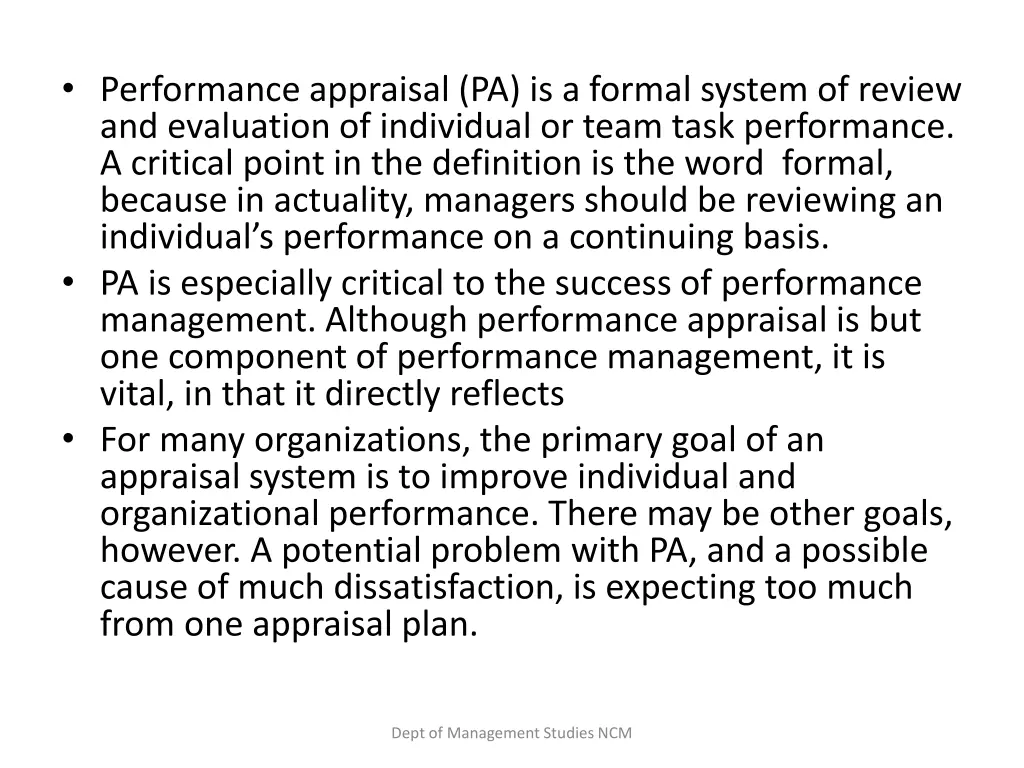 performance appraisal pa is a formal system