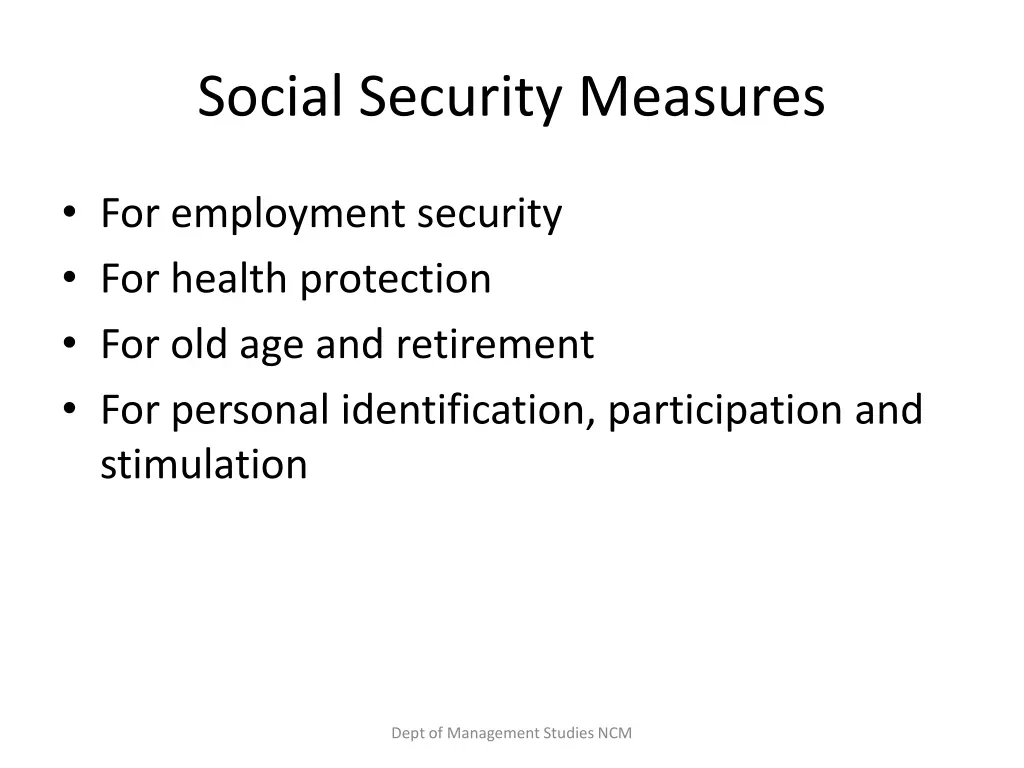 social security measures