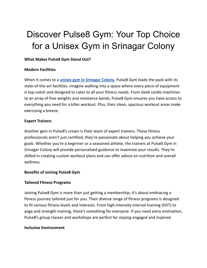 discover pulse8 gym your top choice for a unisex