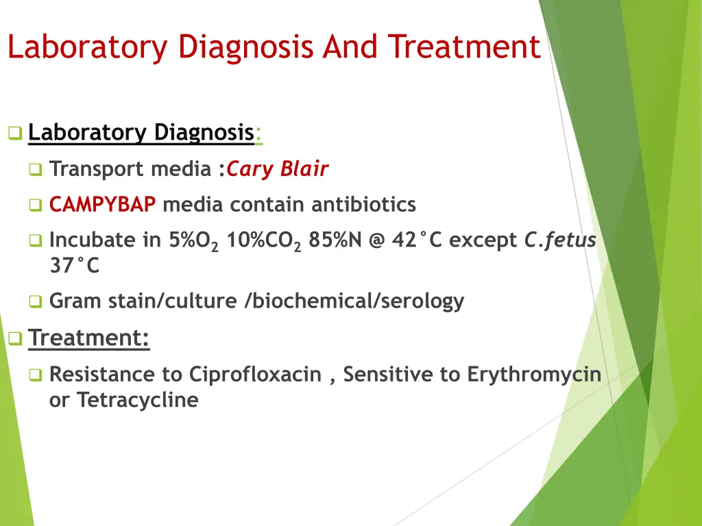 laboratory diagnosis and treatment