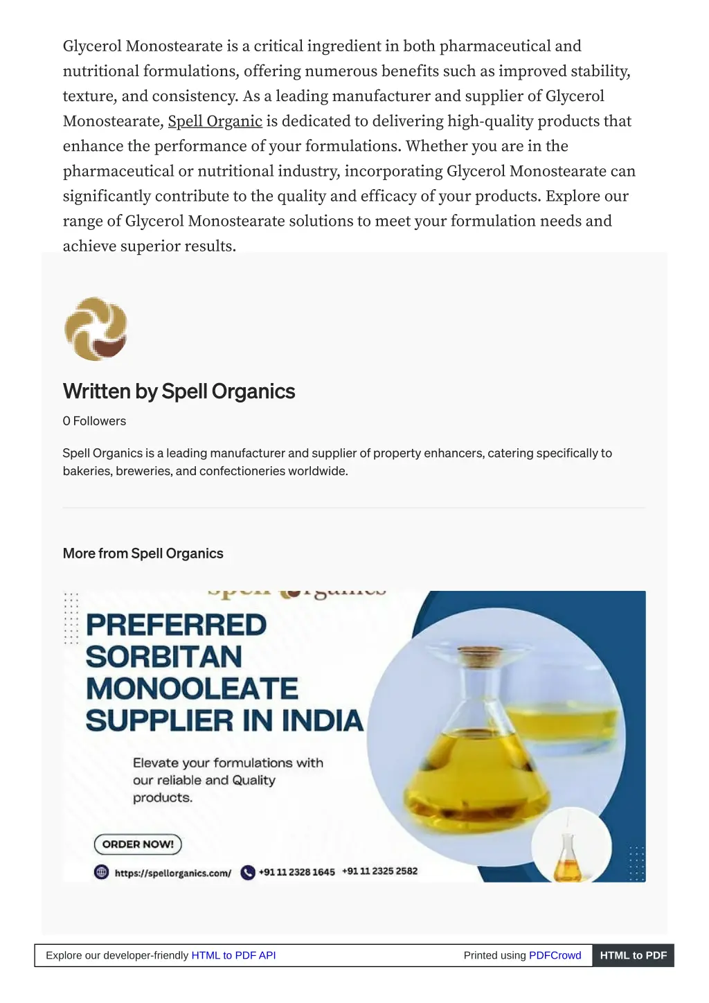 glycerol monostearate is a critical ingredient