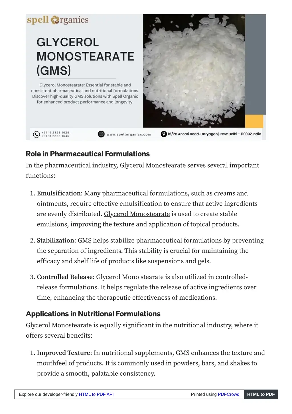 role in pharmaceutical formulations