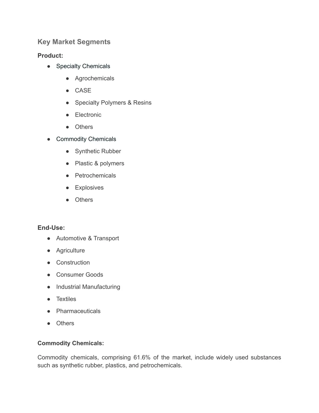 key market segments