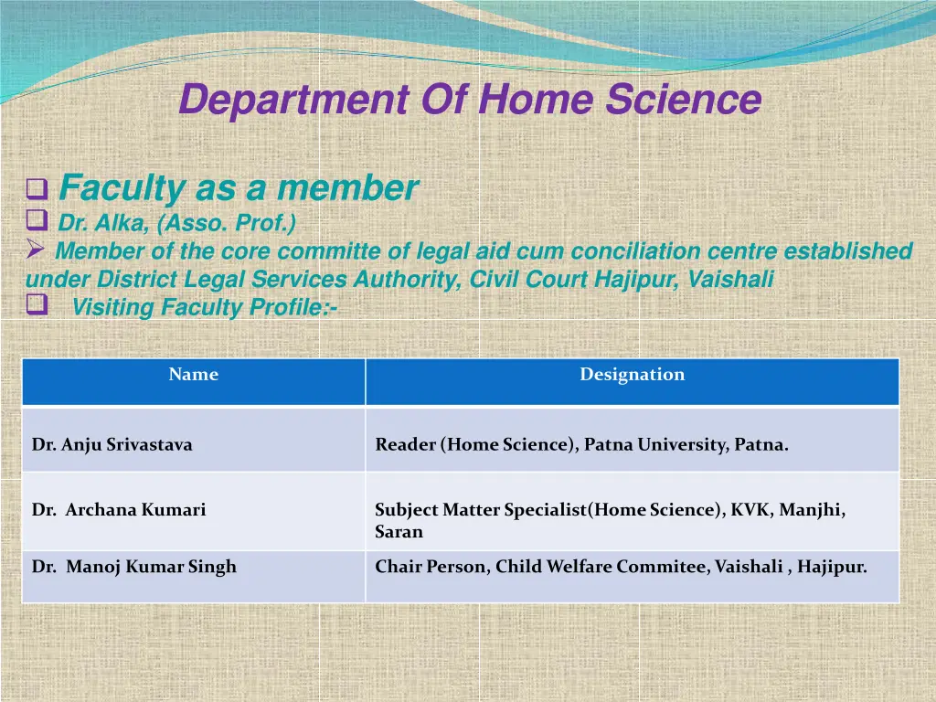 department of home science 6