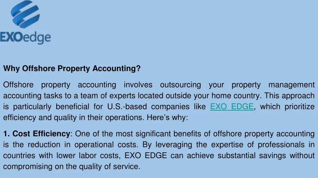 why offshore property accounting