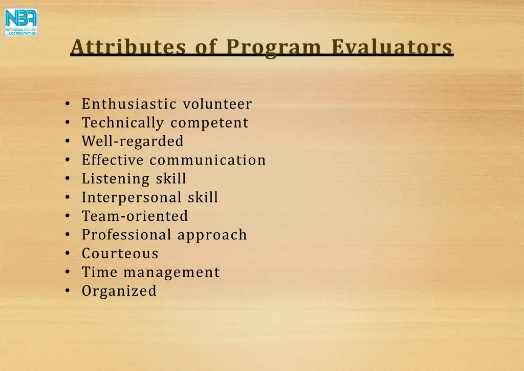 attributes of program evaluators