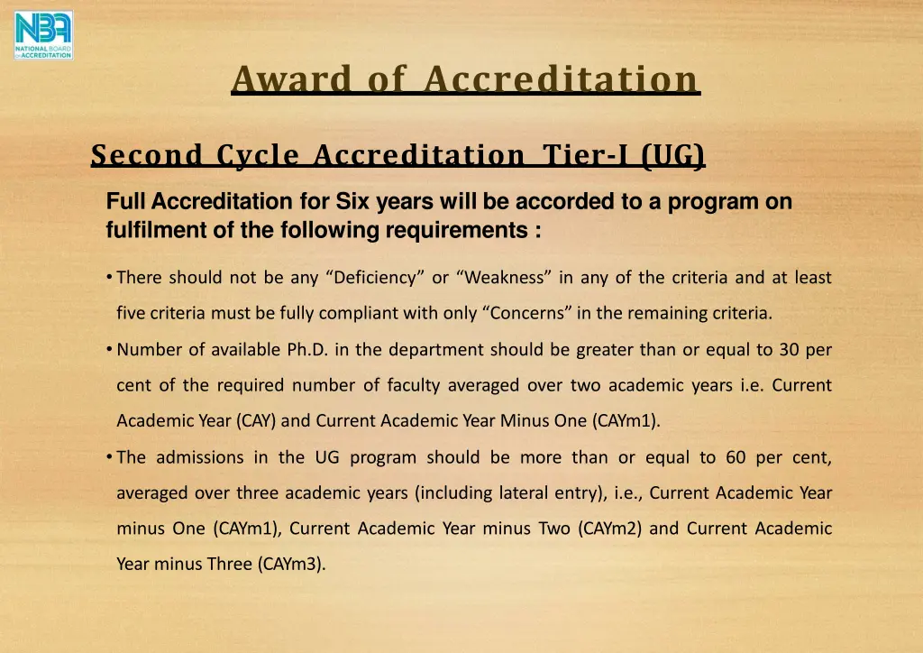 award of accreditation