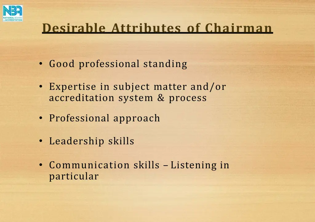 desirable attributes of chairman