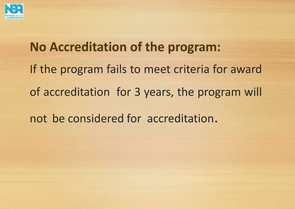 no accreditation of the program