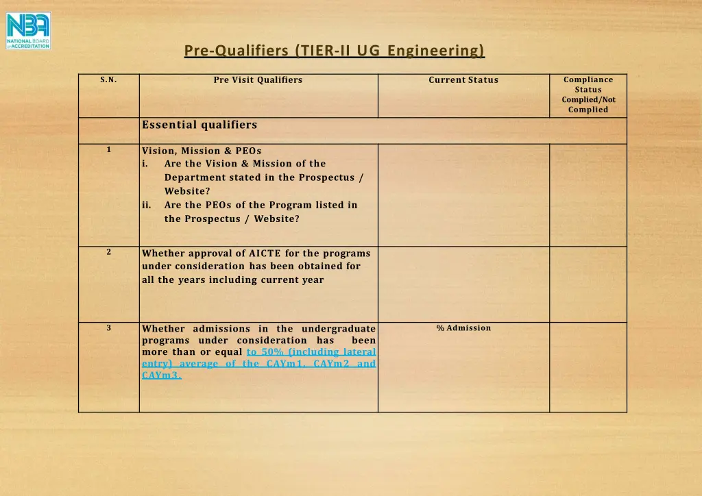 pre qualifiers tier ii ug engineering