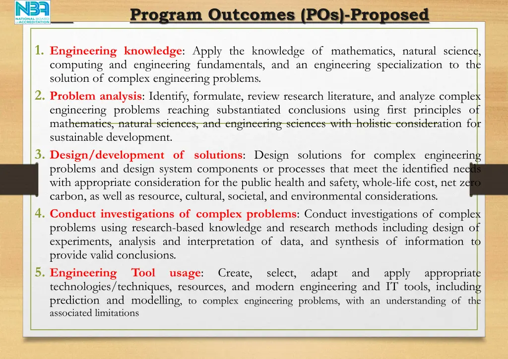 program outcomes pos proposed