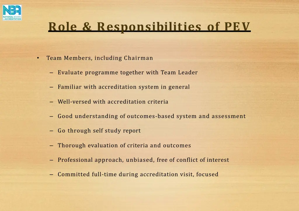 role responsibilities of pev