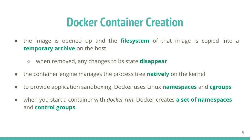 docker container creation