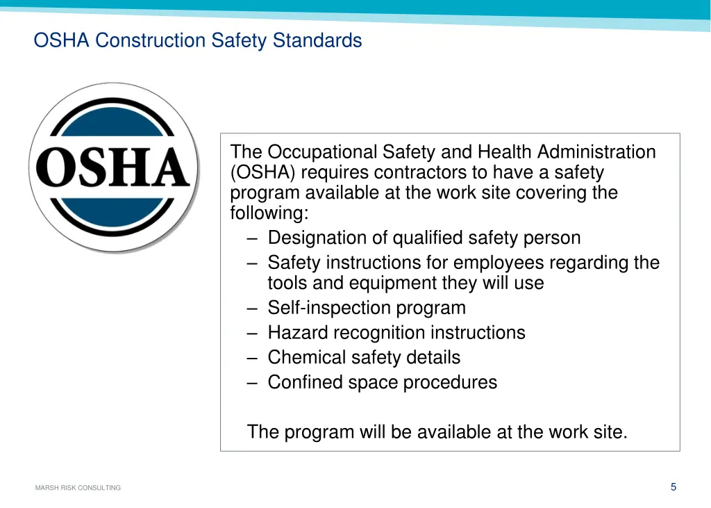 osha construction safety standards