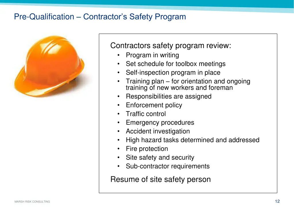 pre qualification contractor s safety program