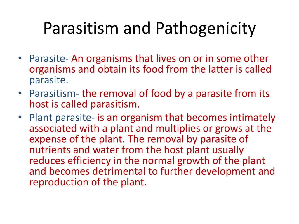 parasitism and pathogenicity