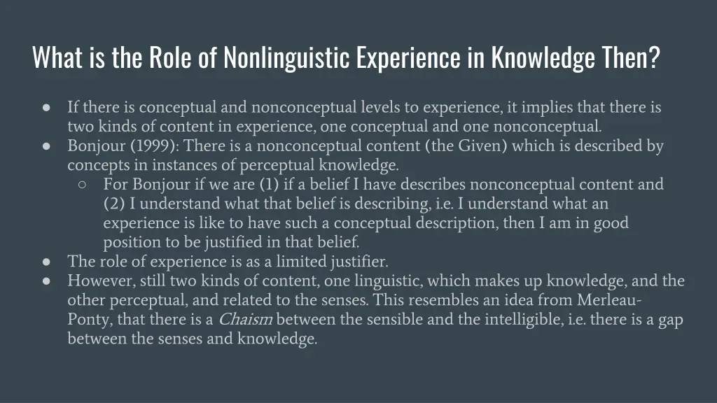 what is the role of nonlinguistic experience