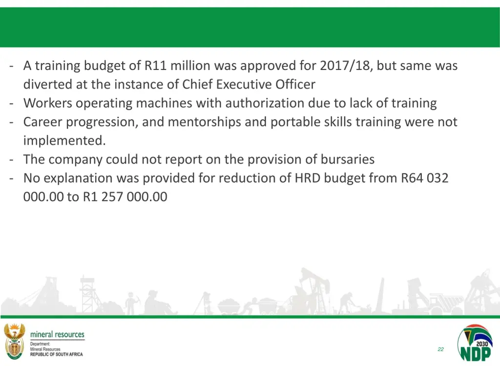 a training budget of r11 million was approved