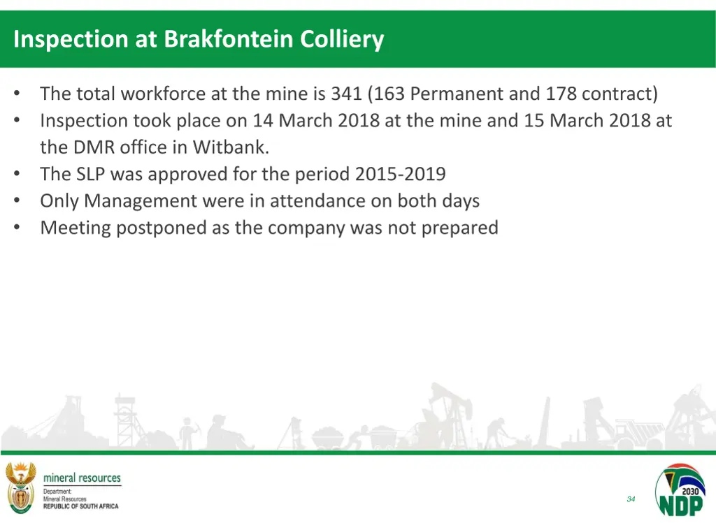 inspection at brakfontein colliery