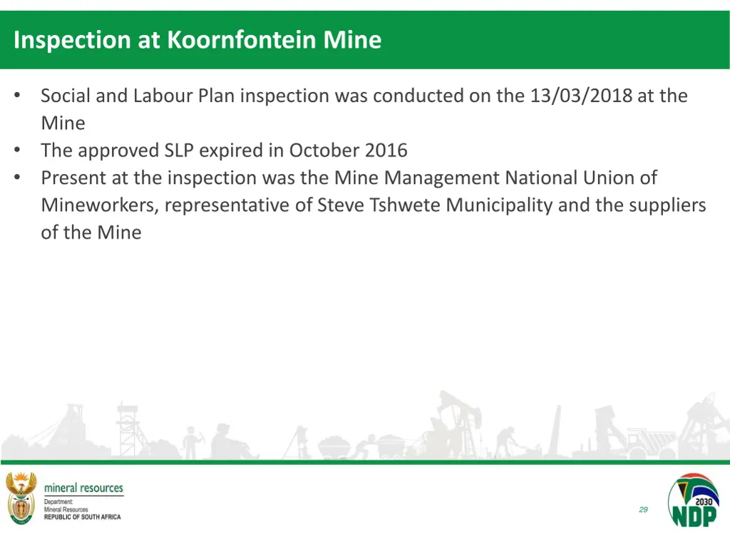 inspection at koornfontein mine