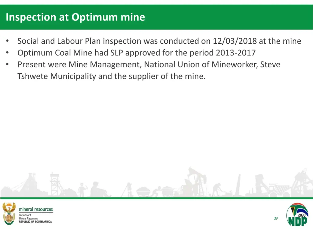 inspection at optimum mine