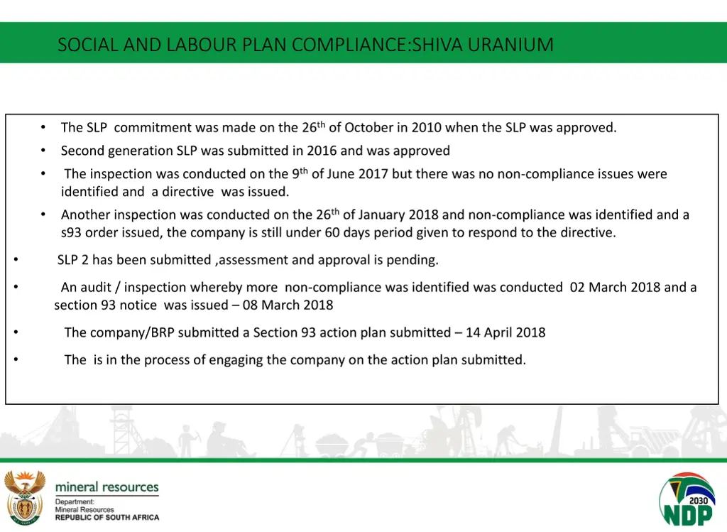 social and labour plan compliance shiva uranium