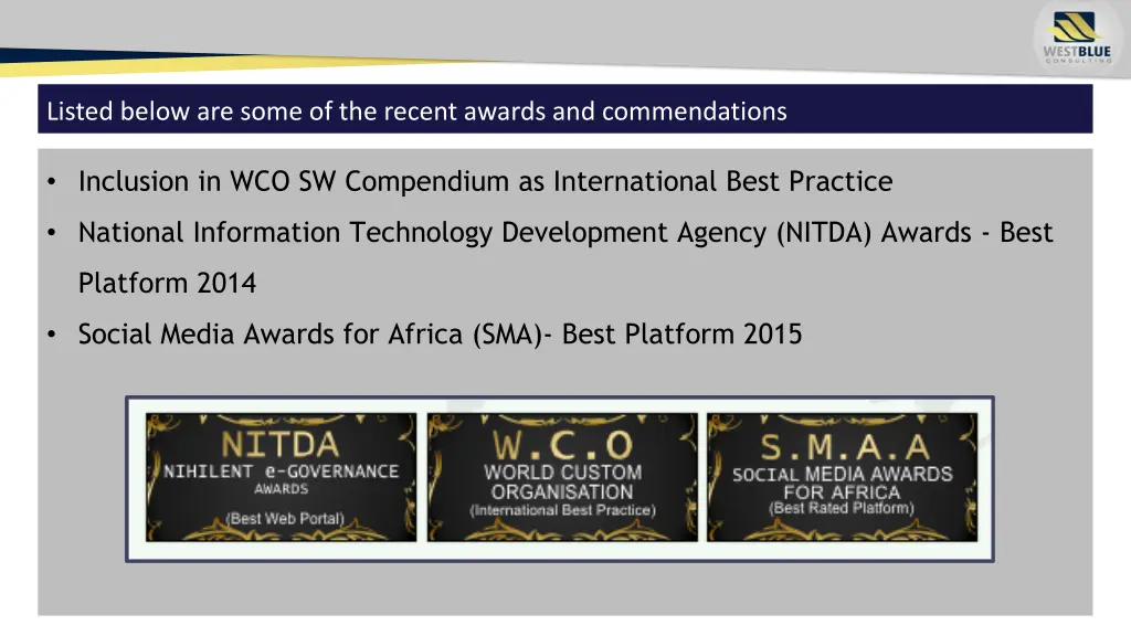 listed below are some of the recent awards