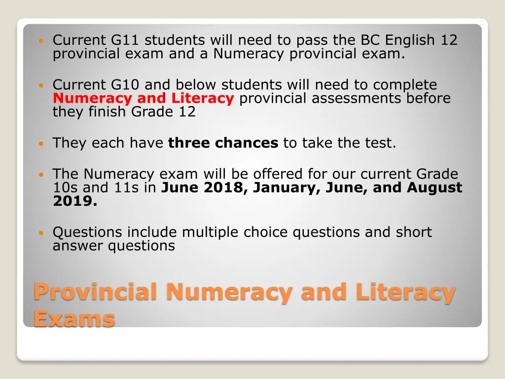 current g11 students will need to pass