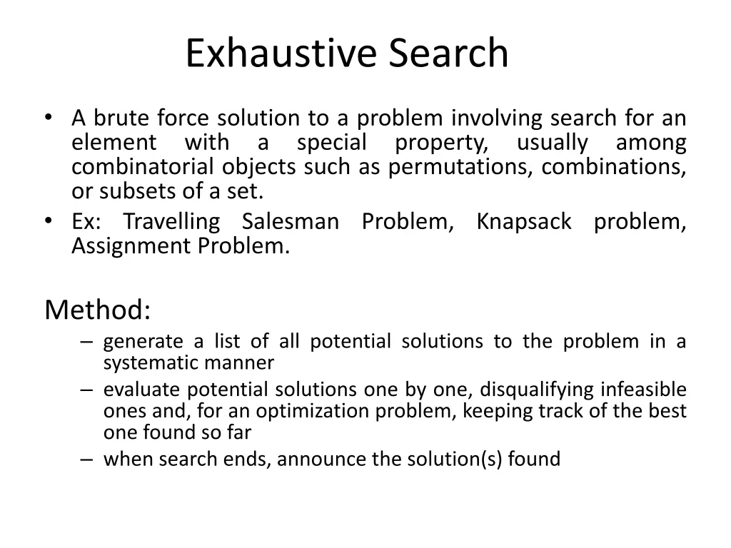 exhaustive search