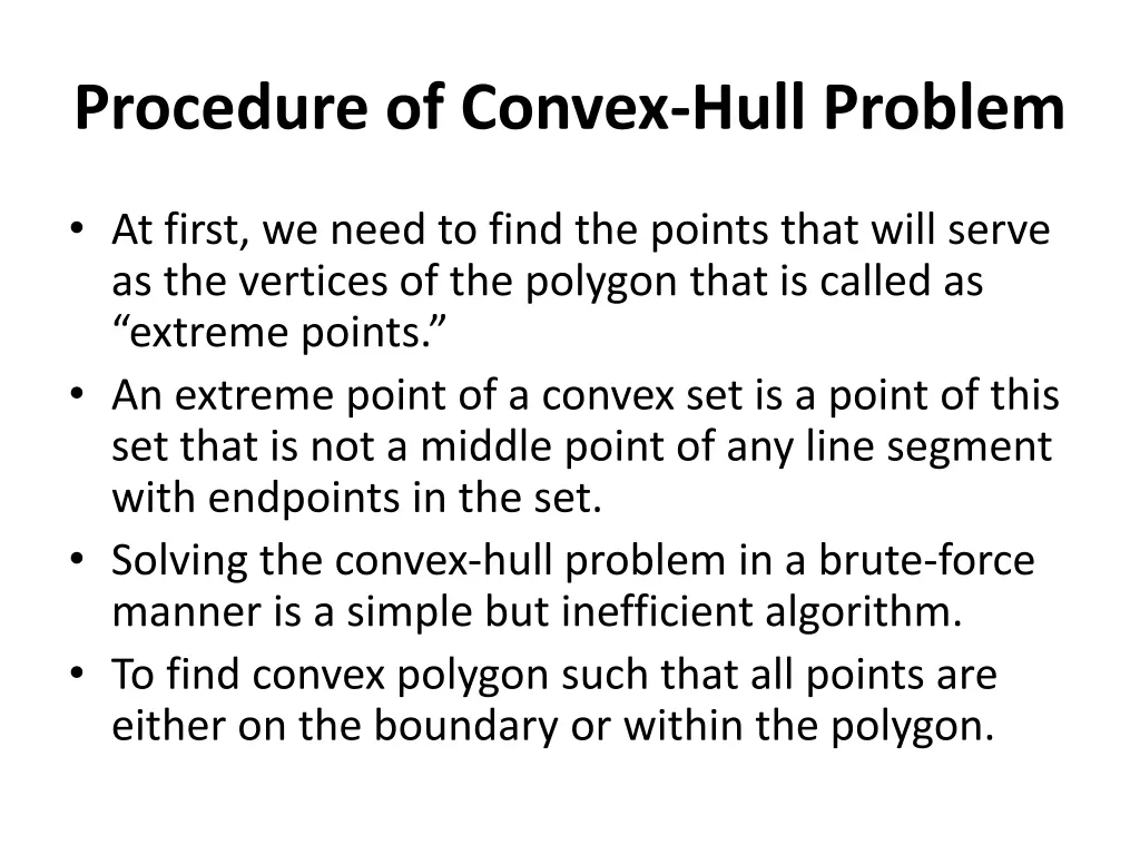 procedure of convex hull problem