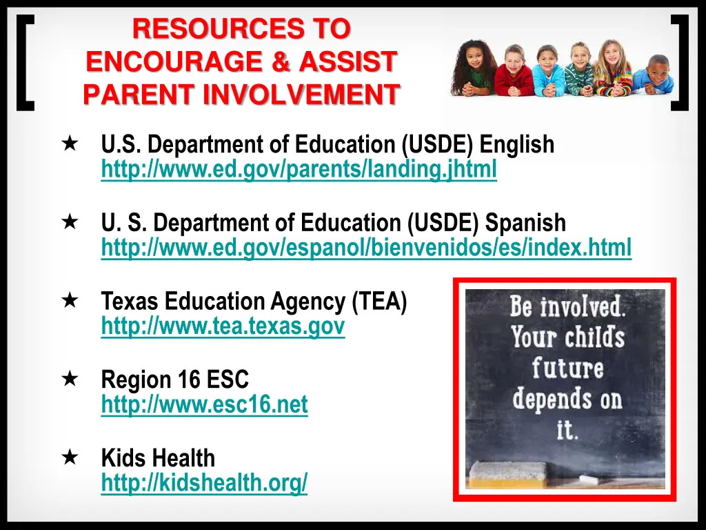 resources to encourage assist parent involvement