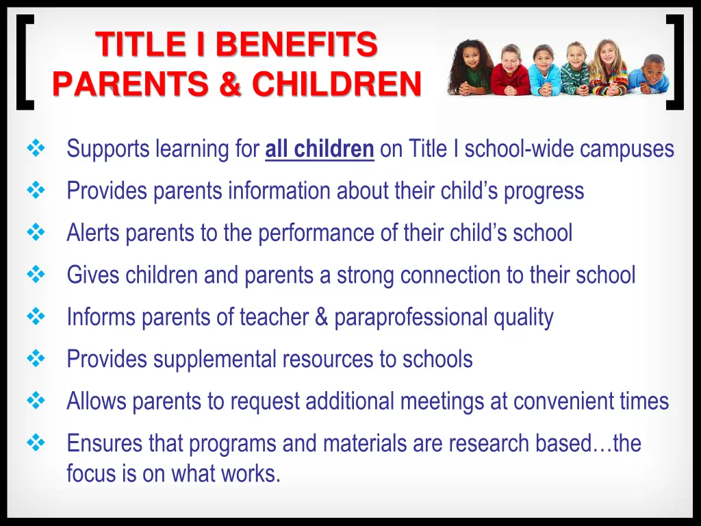 title i benefits parents children