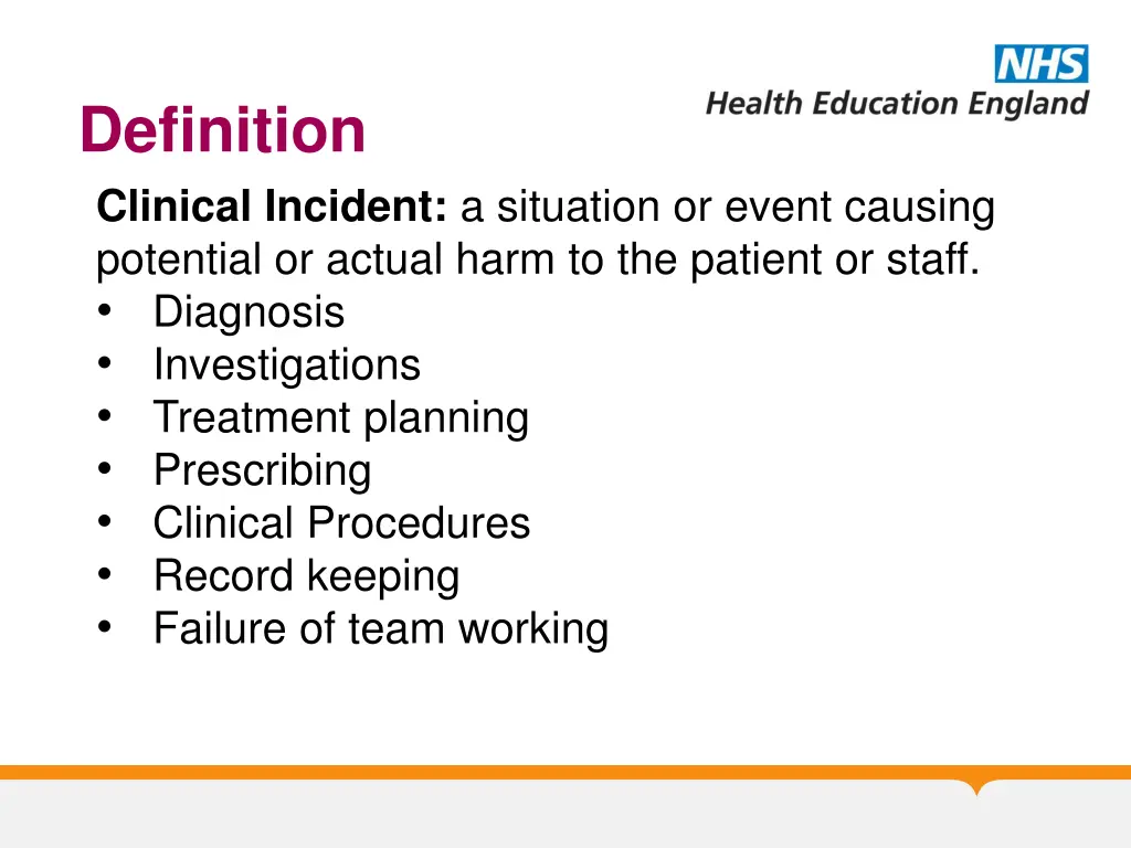 definition clinical incident a situation or event