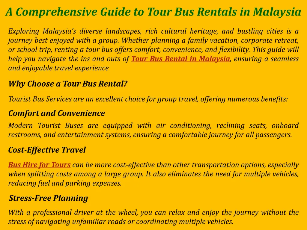 a comprehensive guide to tour bus rentals