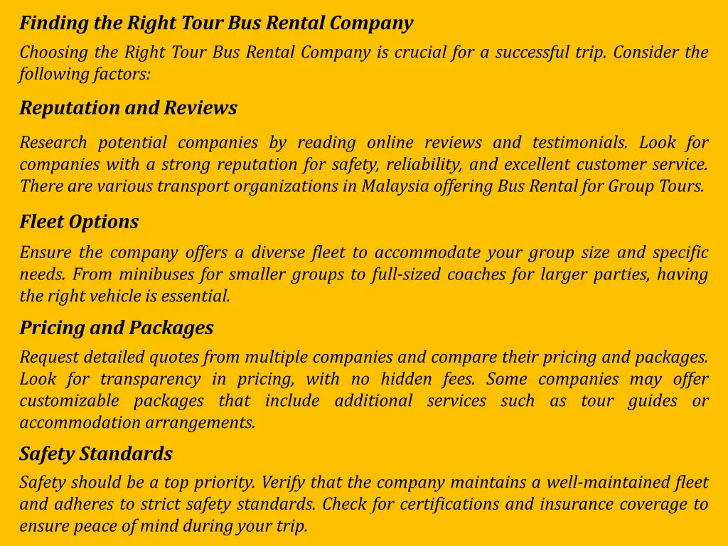 finding the right tour bus rental company